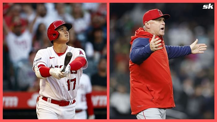 In Photos: Shohei Ohtani poses with manager Phil Nevin after receiving A.L.  Player of the Month honors