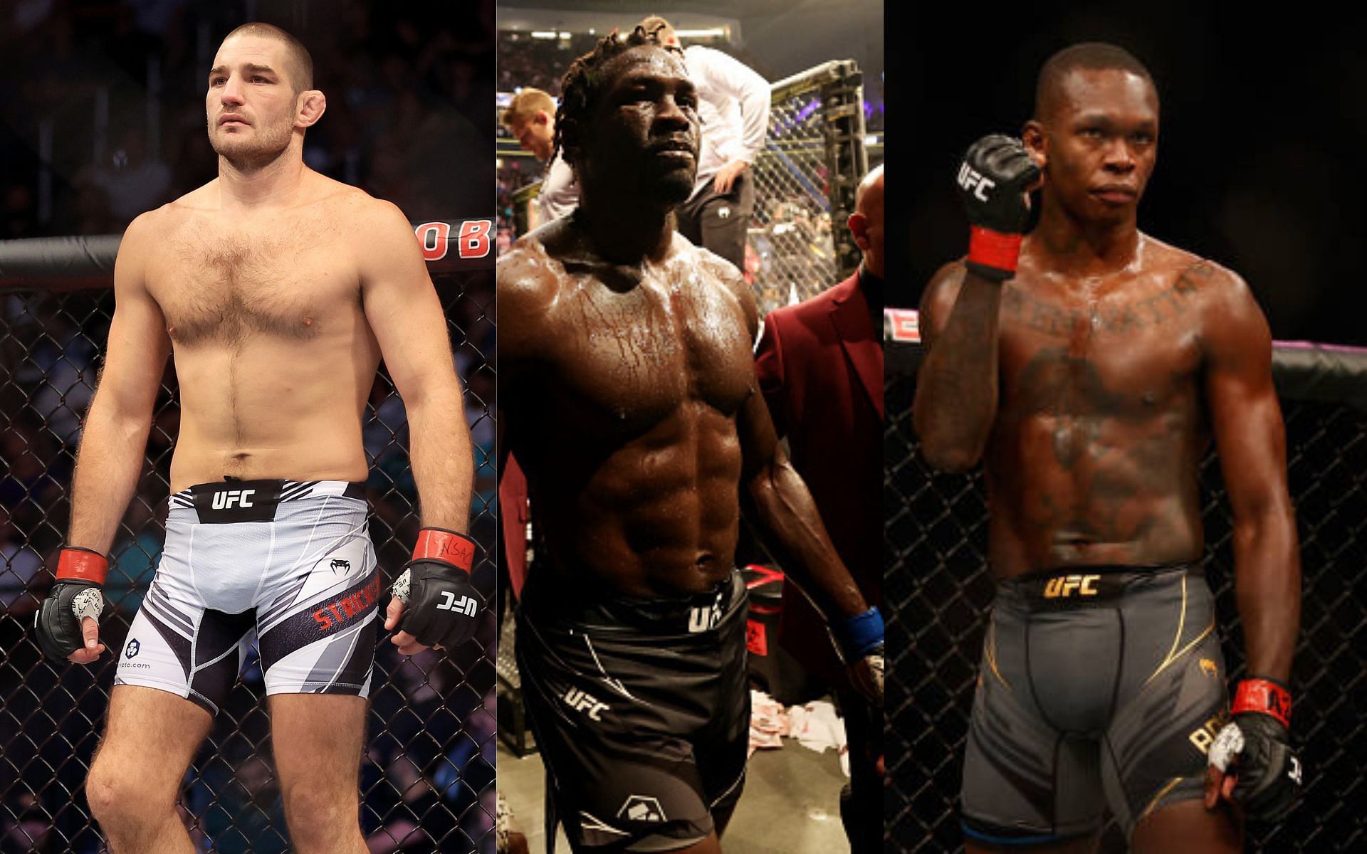 From left to right: Sean Strickland, Jared Cannonier, and Israel Adesanya