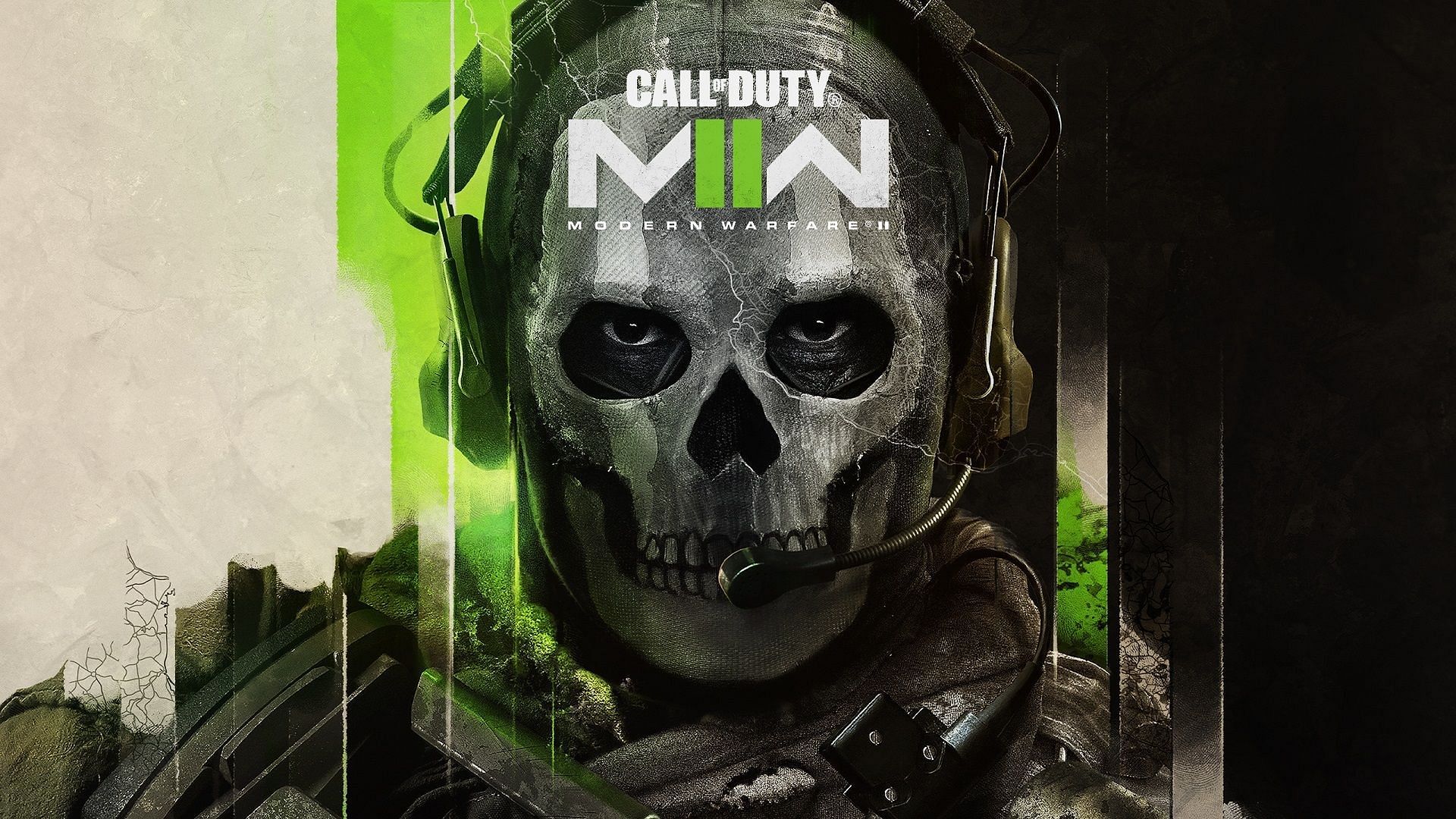 Ghost from Modern Warfare 2 in the center with a MW2 logo positioned at center top. 