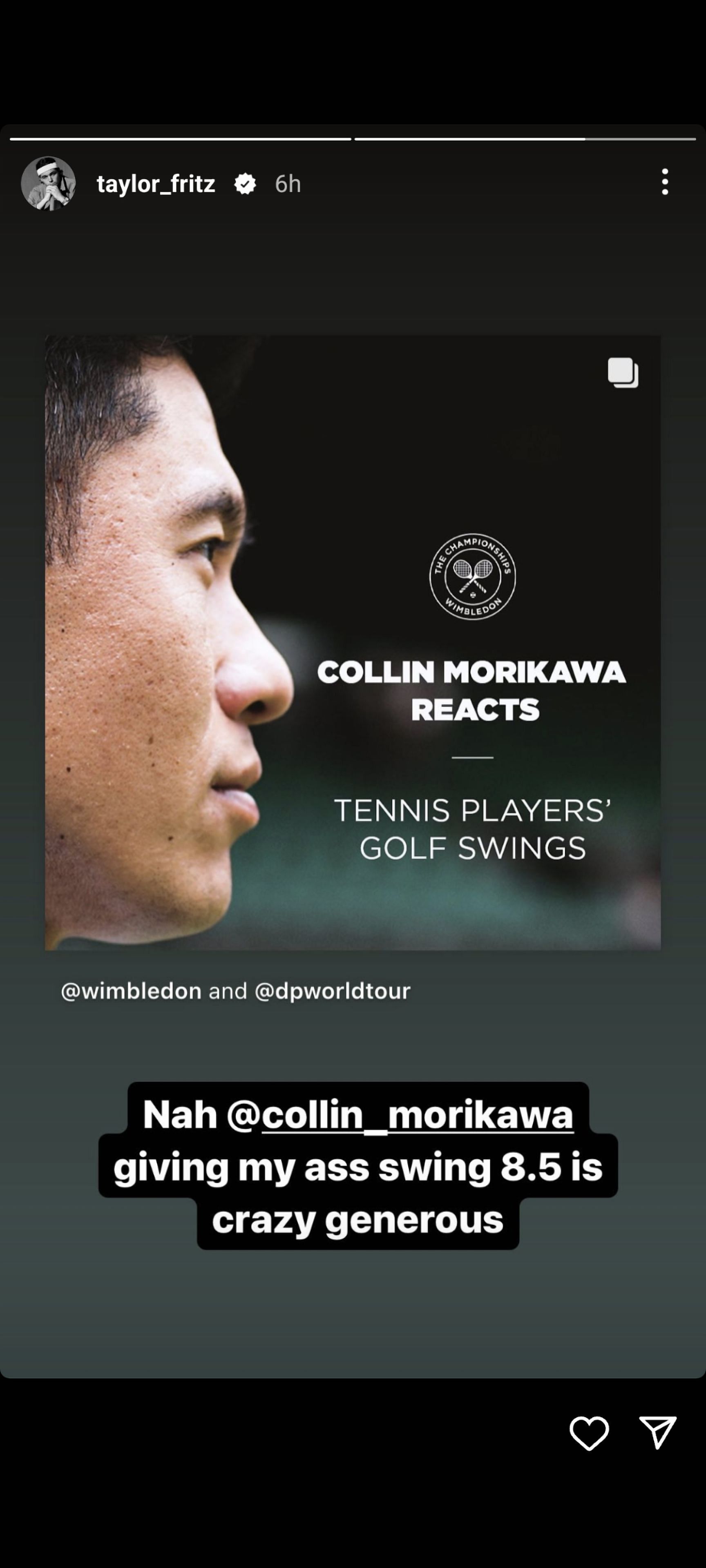 Taylor Fritz&#039;s Instagram story