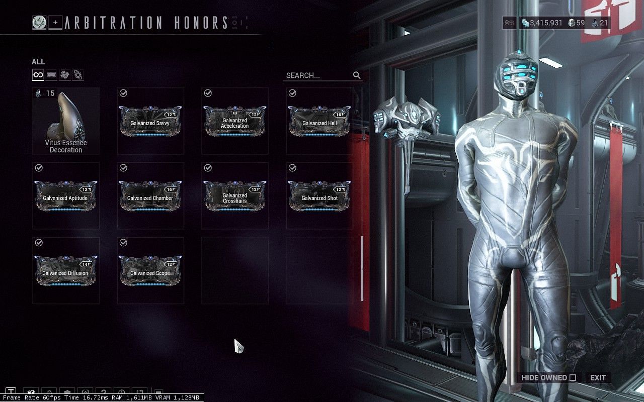 All Warframe Galvanized Mods can be purchased for 225 Vitus Essence cumulatively (Image via Digital Extremes)