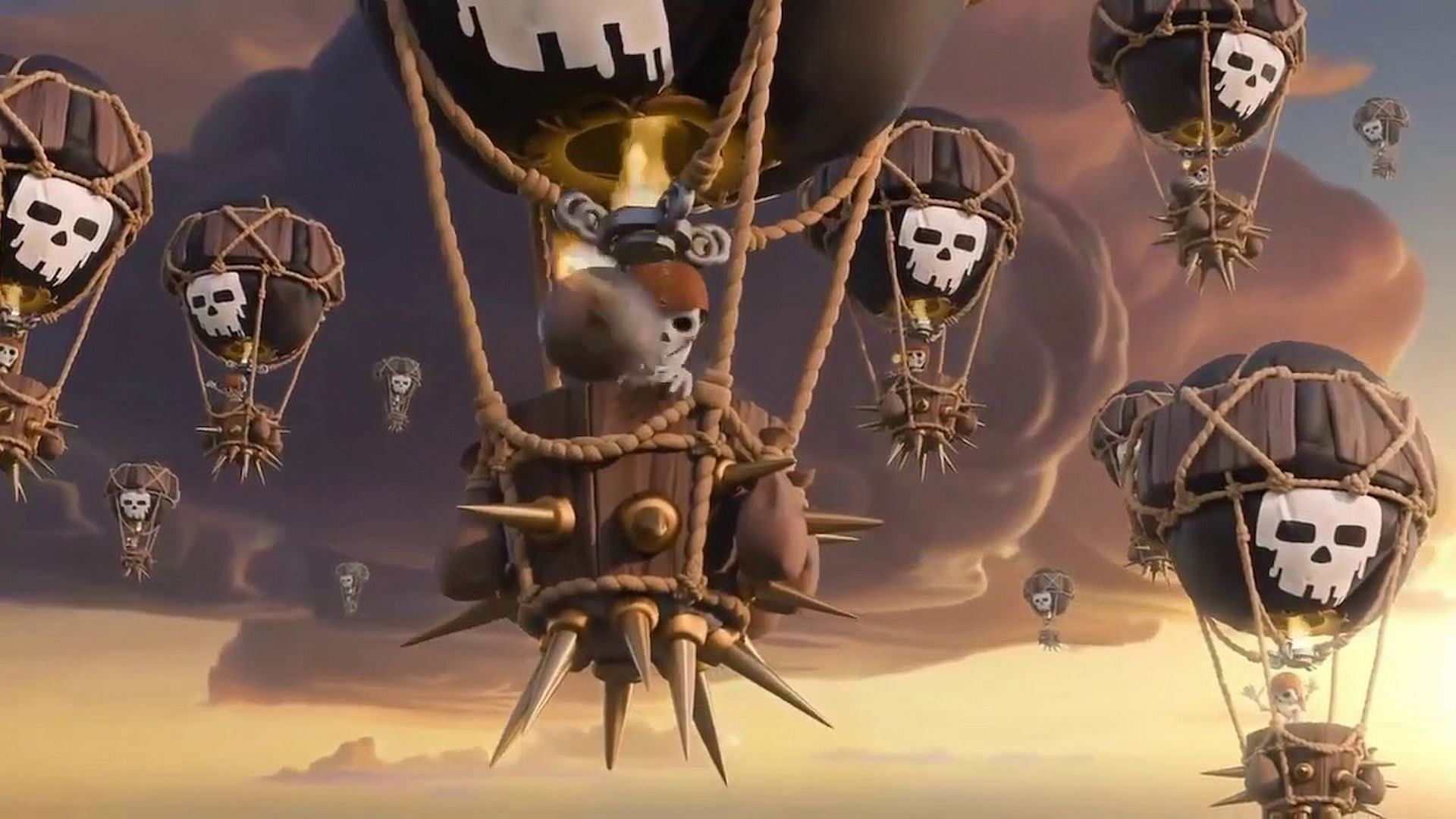 Multiple Balloons going into battle (Image via Supercell TV Commercial)