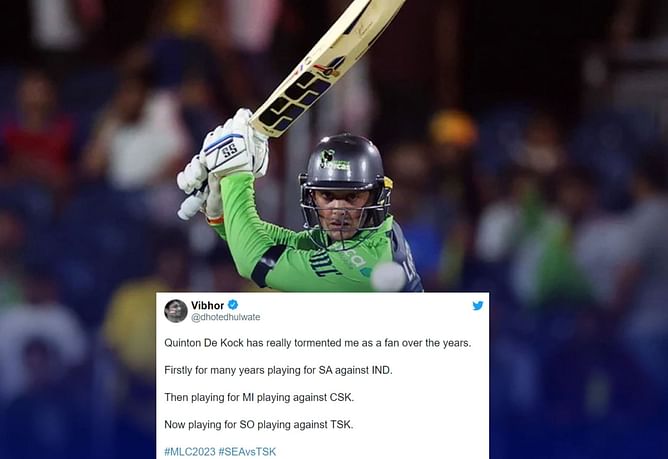 "Blasting boundaries and smashing sixes like a boss"- Twiteratti reacts as Quinton de Kock's 88* vs TSK powers Seattle Orcas to the final of MLC 2023
