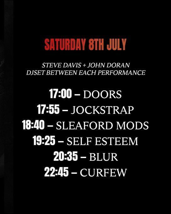 Blur at Wembley Stadium Support acts, door times, curfew, stage times