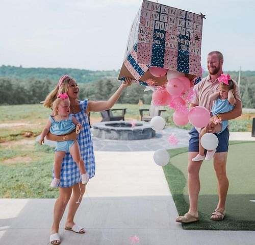 The gender reveal. Photo via Carson Wentz/Instagram.