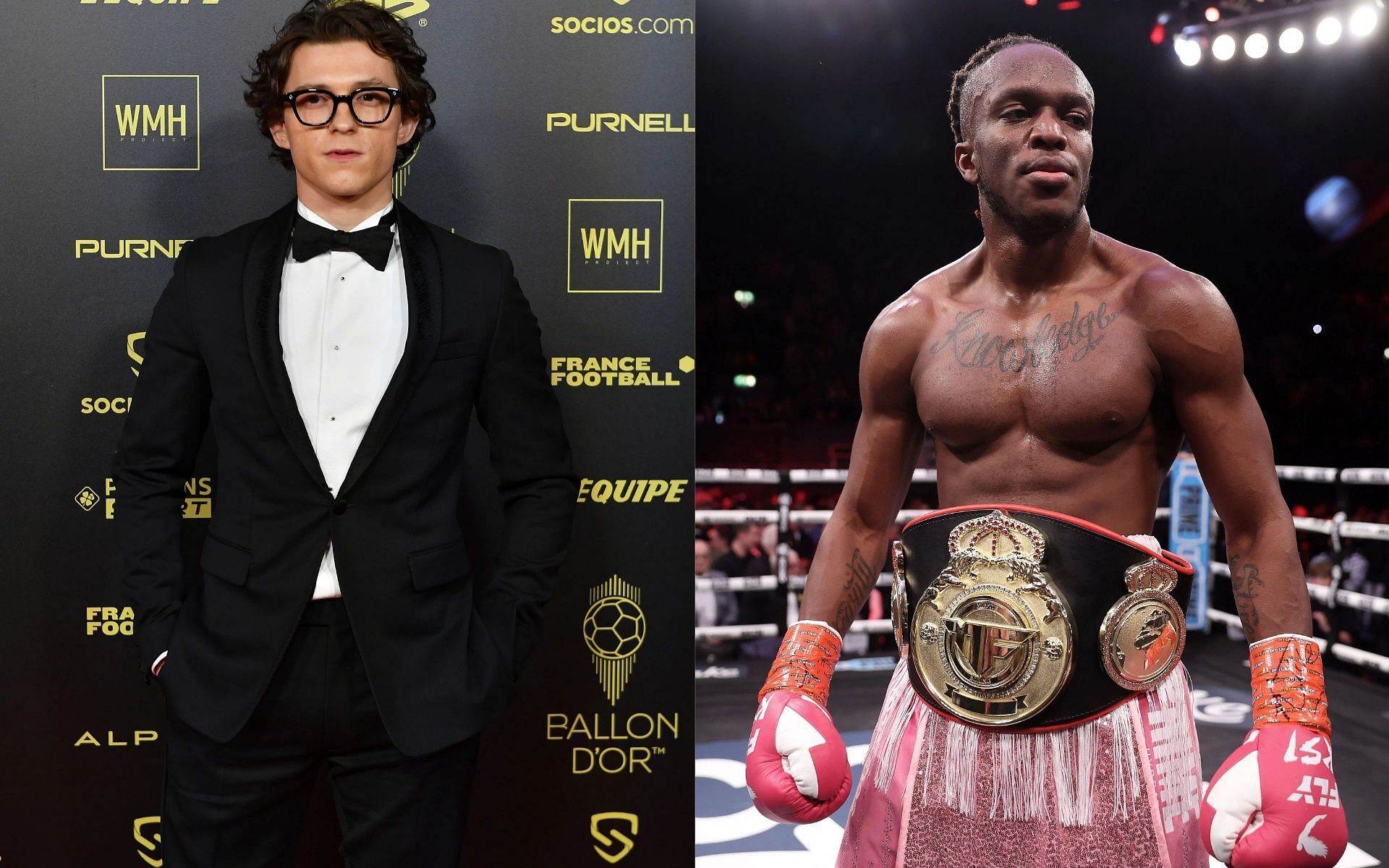 Actor Tom Holland (L), and YouTuber KSI (R).