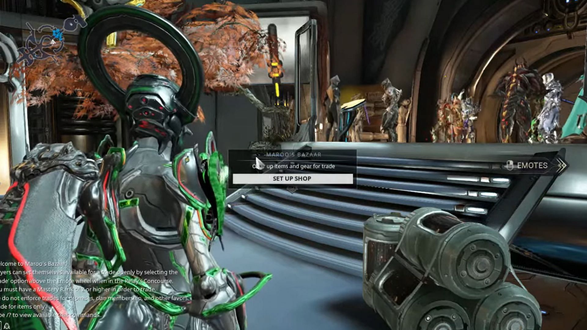 You can trade in Maroo&#039;s Bazaar using the Set up Shop option (Image via Digital Extremes)