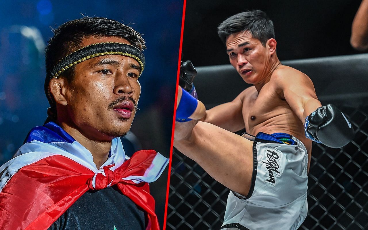 Superlek Kiatmoo9 (L) / Petchtanong Petchfergus (R) -- Photo by ONE Championship