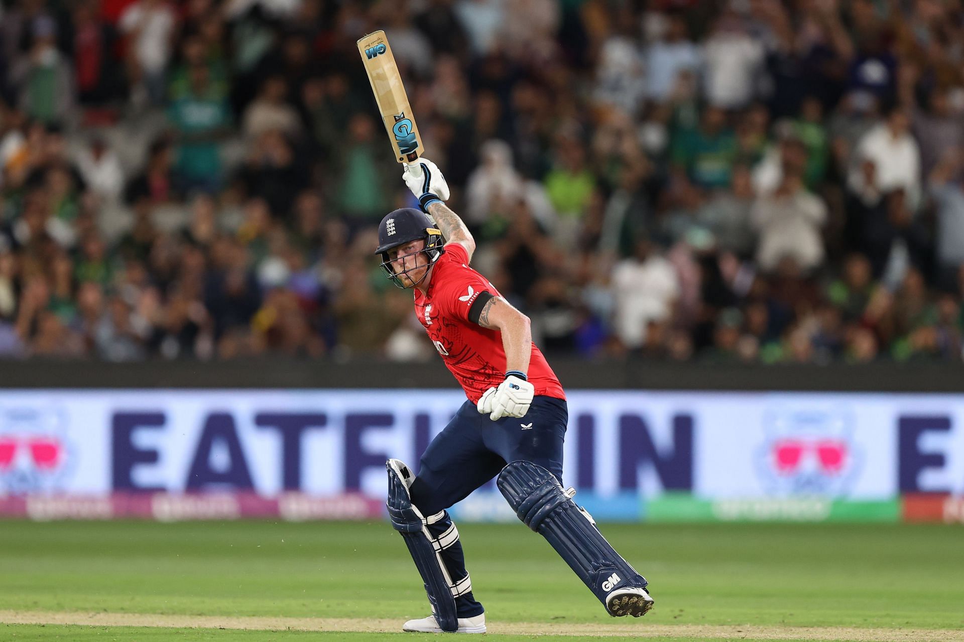 Ben Stokes celebrates after hitting the winning runs in the Final of the 2022 T20 World Cup