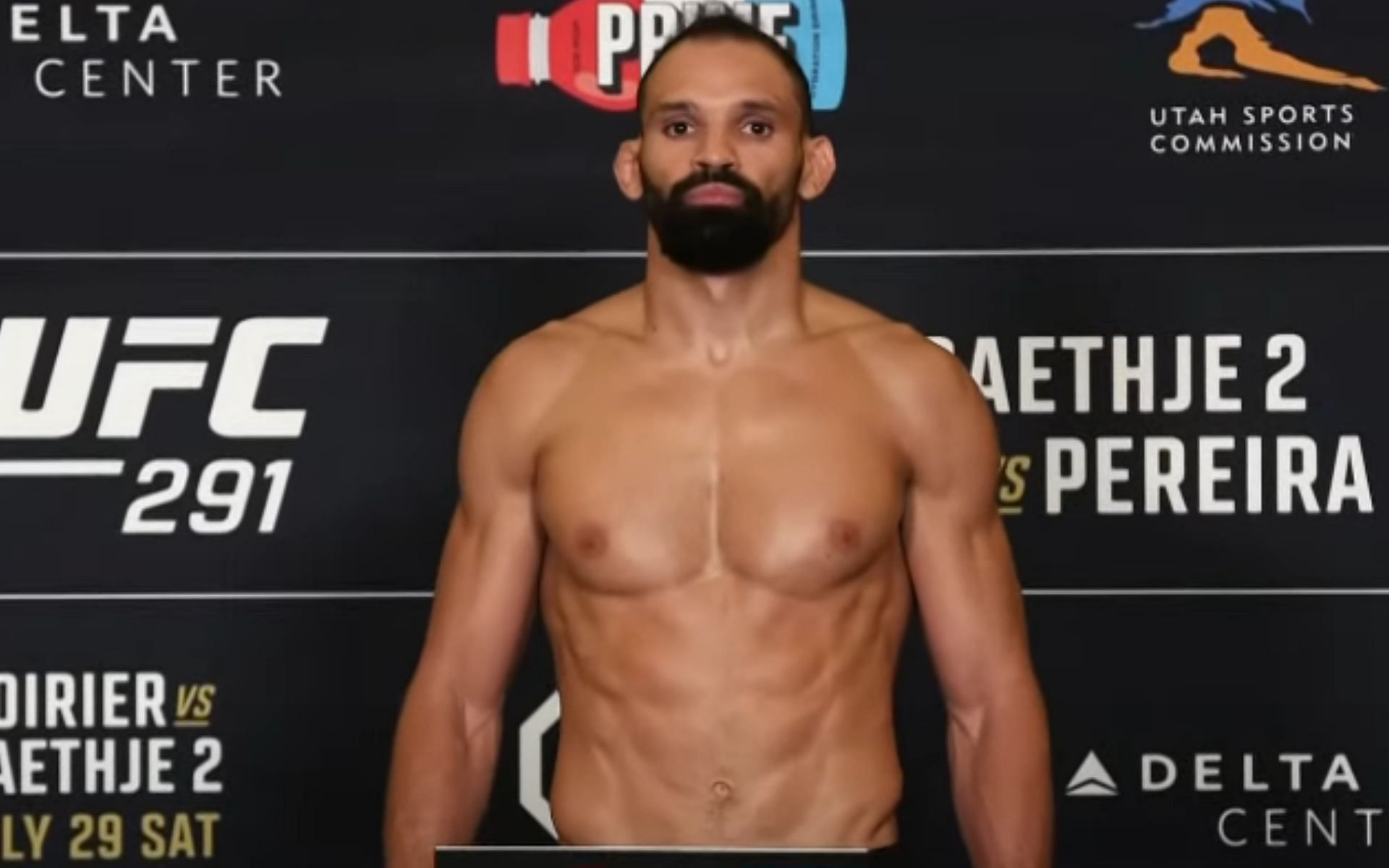 Michel Pereira weigh-in [Photo credit: UFC - Ultimate Fighting Championship - YouTube]