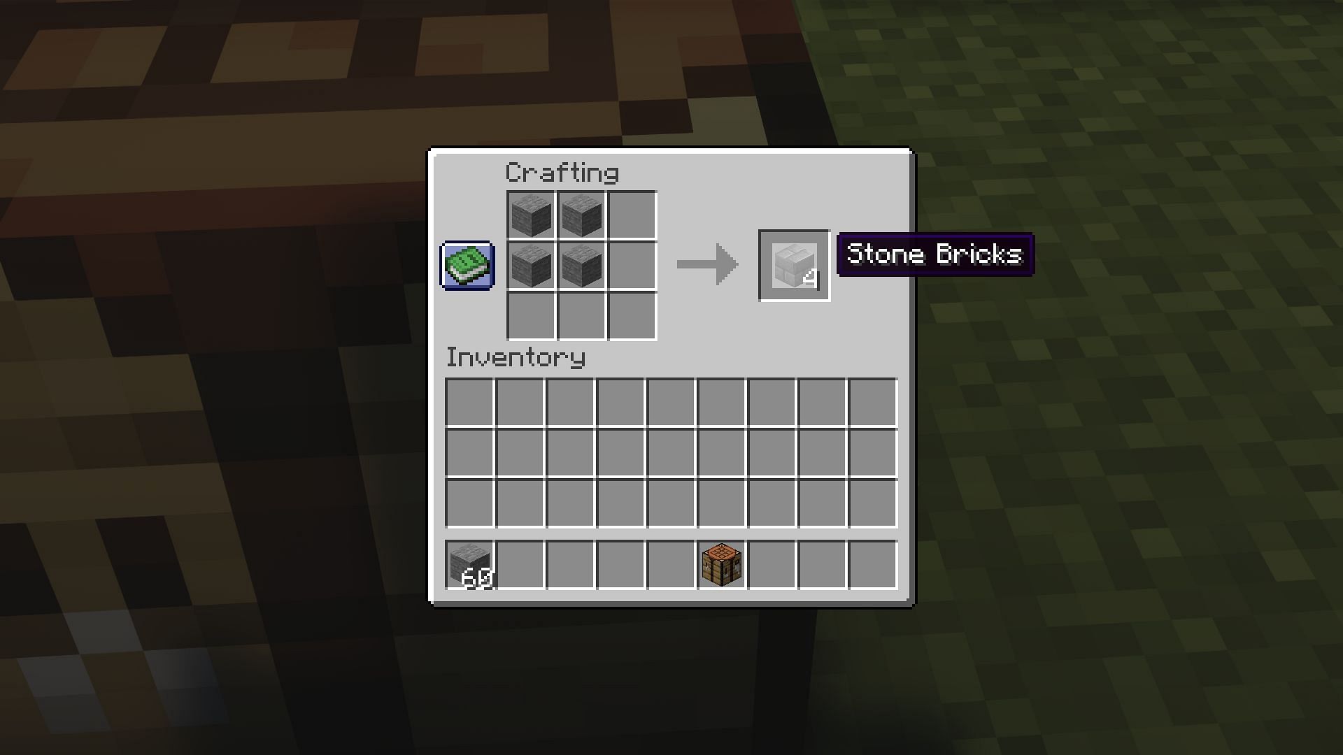 Stone bricks can be made with four stone blocks (Image via Mojang)