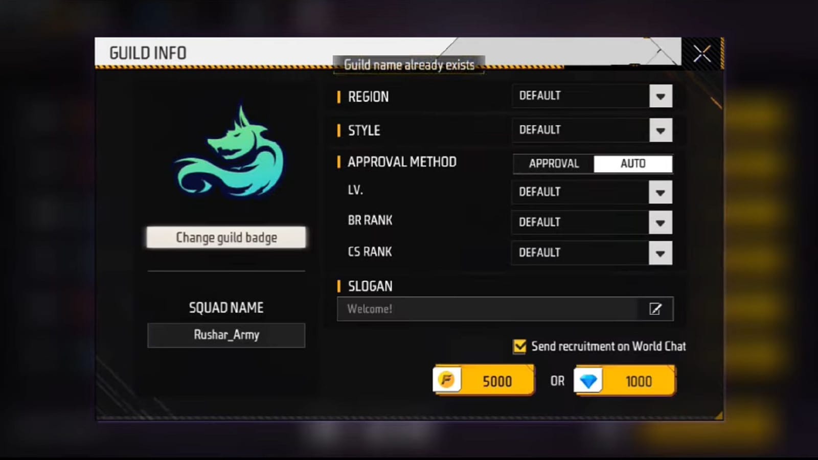 Best Free Fire Guild Names