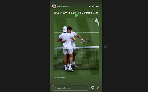 Holger Rune's mother via Instagram stories.