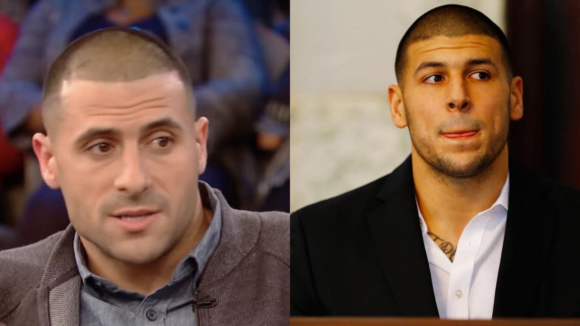 DJ Hernandez (L), the older brother of the late NFL TE Aaron Hernandez (R), was arrested for role in shootings