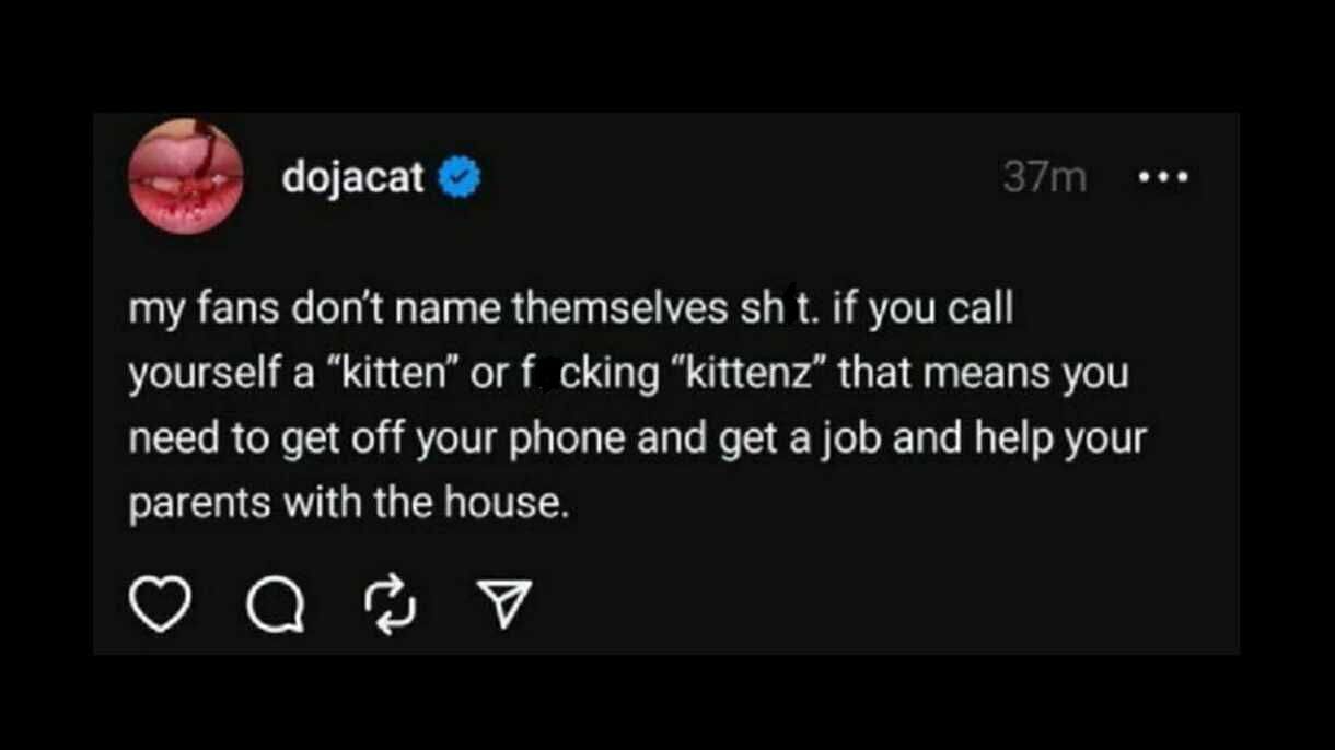 Doja Cat&#039;s post on Threads (Image via Twitter/@EvaDoosh)