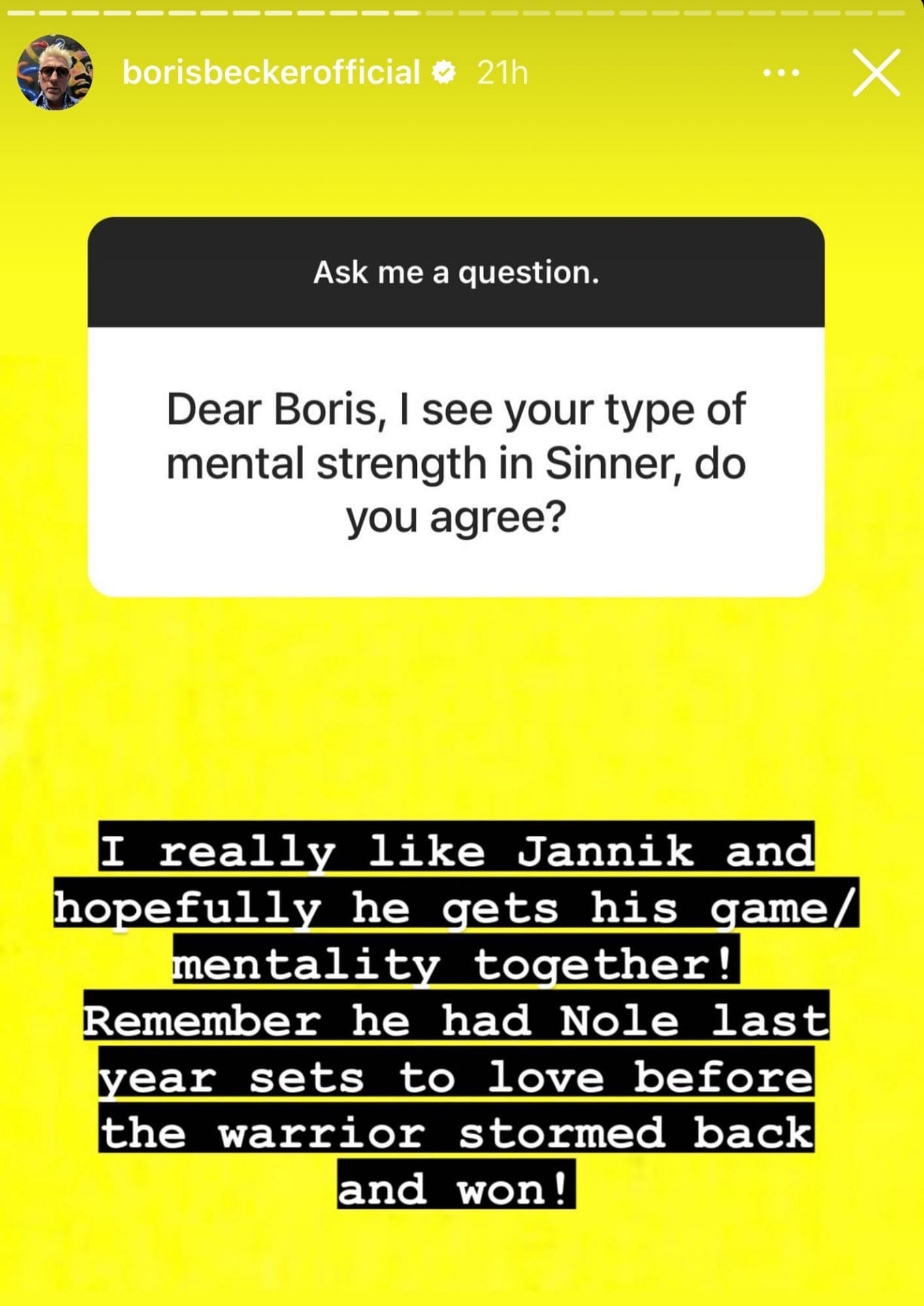 Boris Becker via Instagram stories