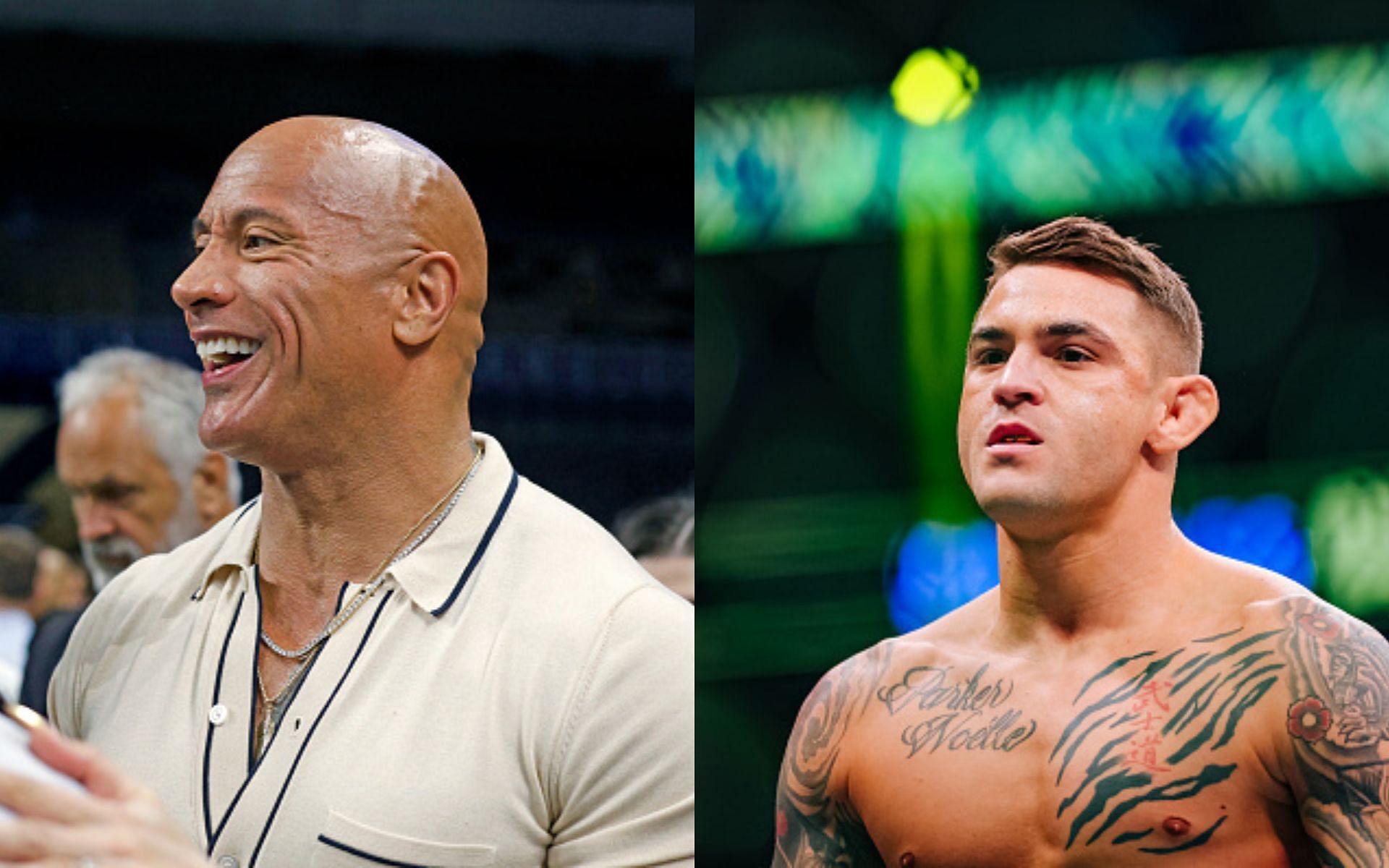 The Rock (left); Dustin Poirier (right)