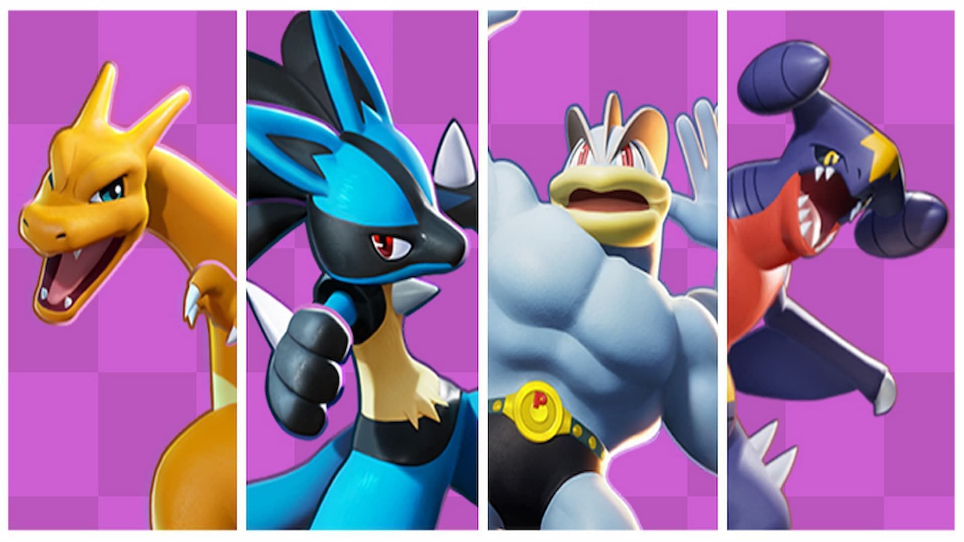 Charizard, Lucario, Machamp, and Garchomps from the All-Rounder category in Pokemon Unite (Image via The Pokemon Company)