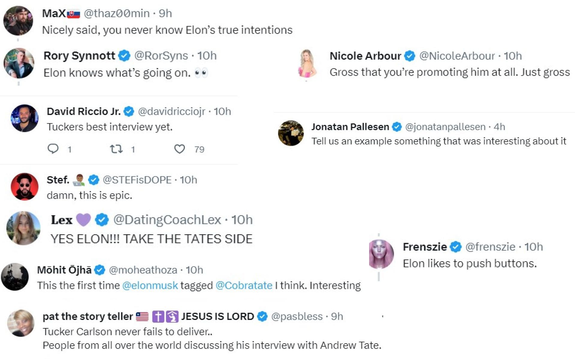 Screenshots of fan reactions to Musk&#039;s tweet