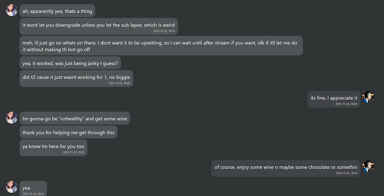 AutomaticJak&#039;s private conversation with The Red Queen 3/3 (Image via https://imgur.com/a/bkMlUI1)