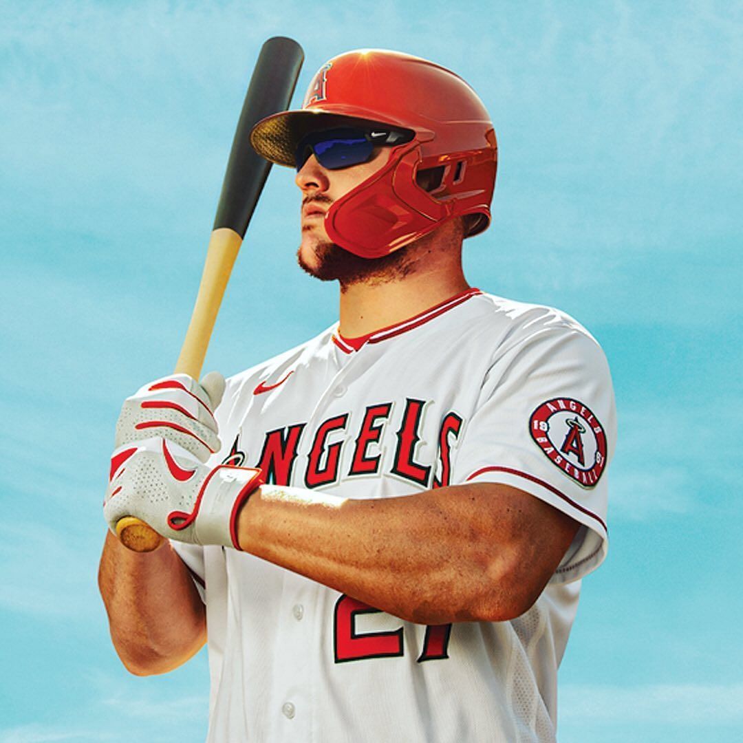 Mike Trout holding Lumber