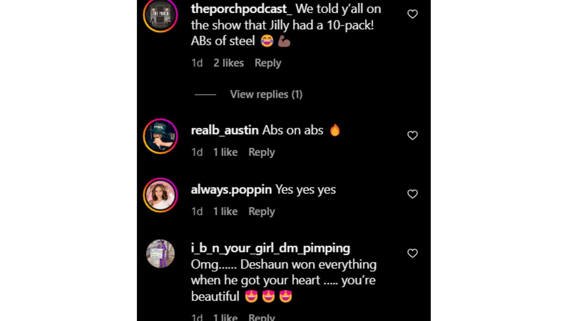 Fans compliment Jilly Anais for her bold look and ripped physique (Image Credit: Jilly Anais&#039; Instagram post&#039;s comment section).