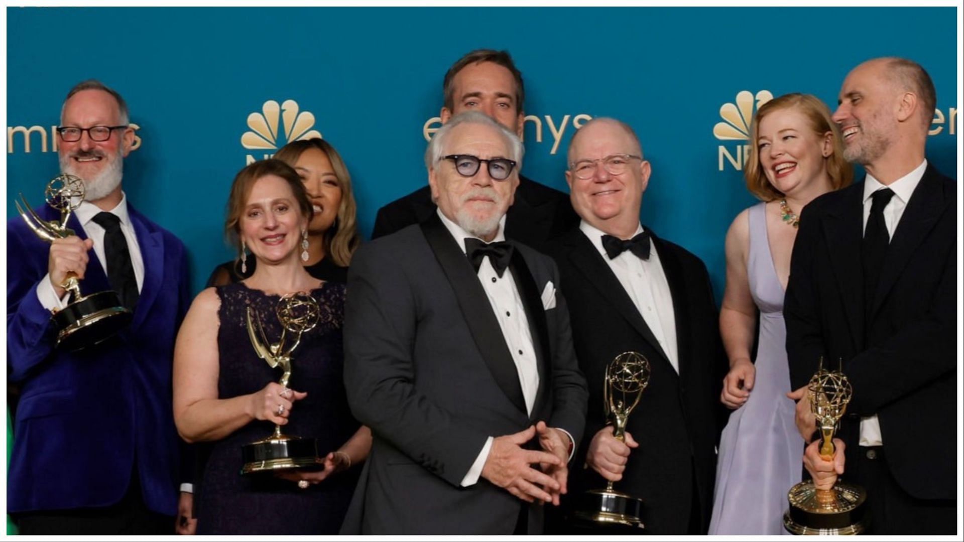 Brian Cox with the cast of Succession at the 74th Emmy Awards. (Image via Kevin Winter/Getty Images)