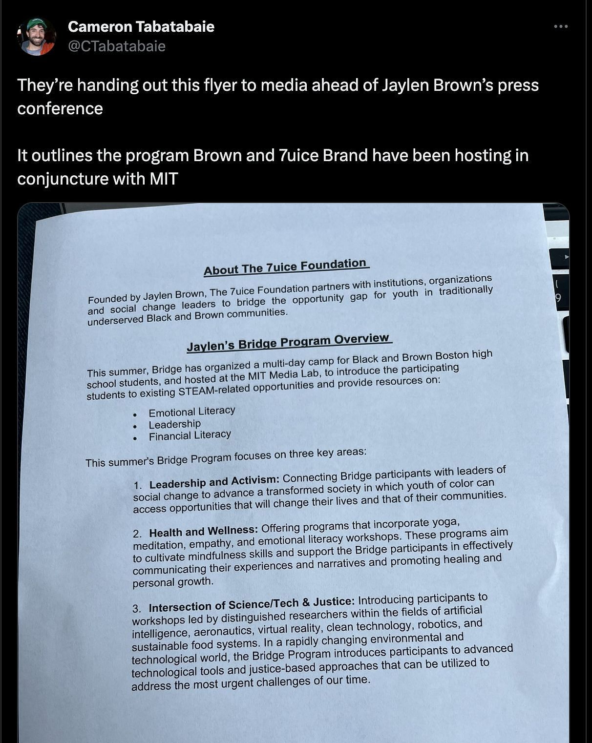 Jaylen Brown&#039;s Foundation 7uice main purposes.