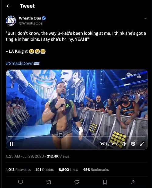 Screengrab of LA Knight's jibe