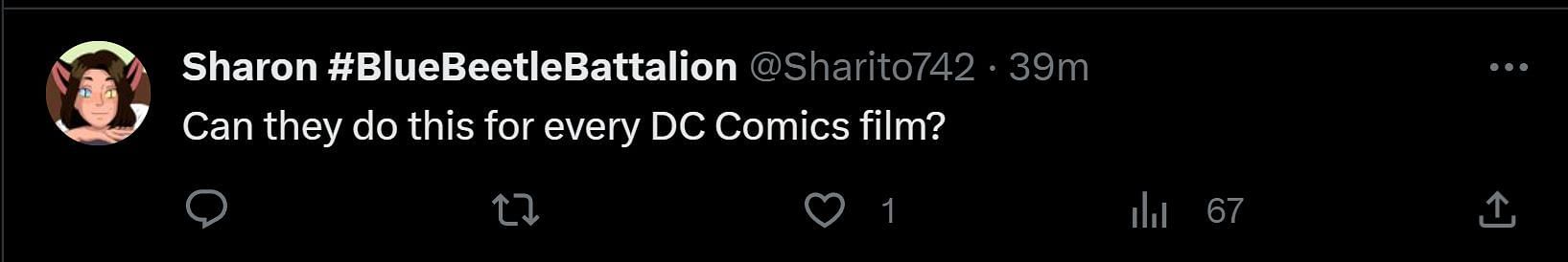 A tweet reply to DF&#039;s post about WB&#039;s promotional campaign (Image via Twitter)