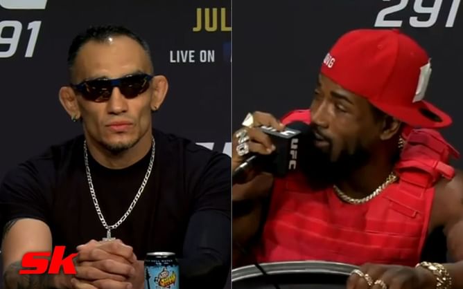 Tony Ferguson maintains stone-faced silence despite Bobby Green's fiery provocation at UFC 291 presser - 'You're blind, take them sunglasses off'