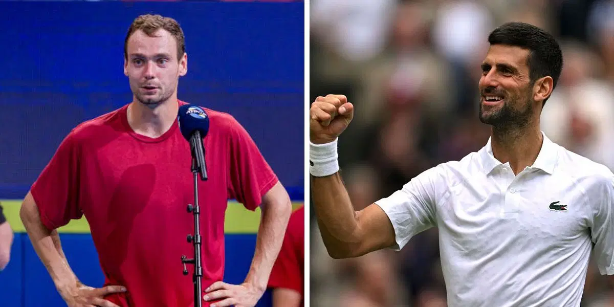 Roman Safiullin (L) shares insights into the mental fortitude required when facing Novak Djokovic