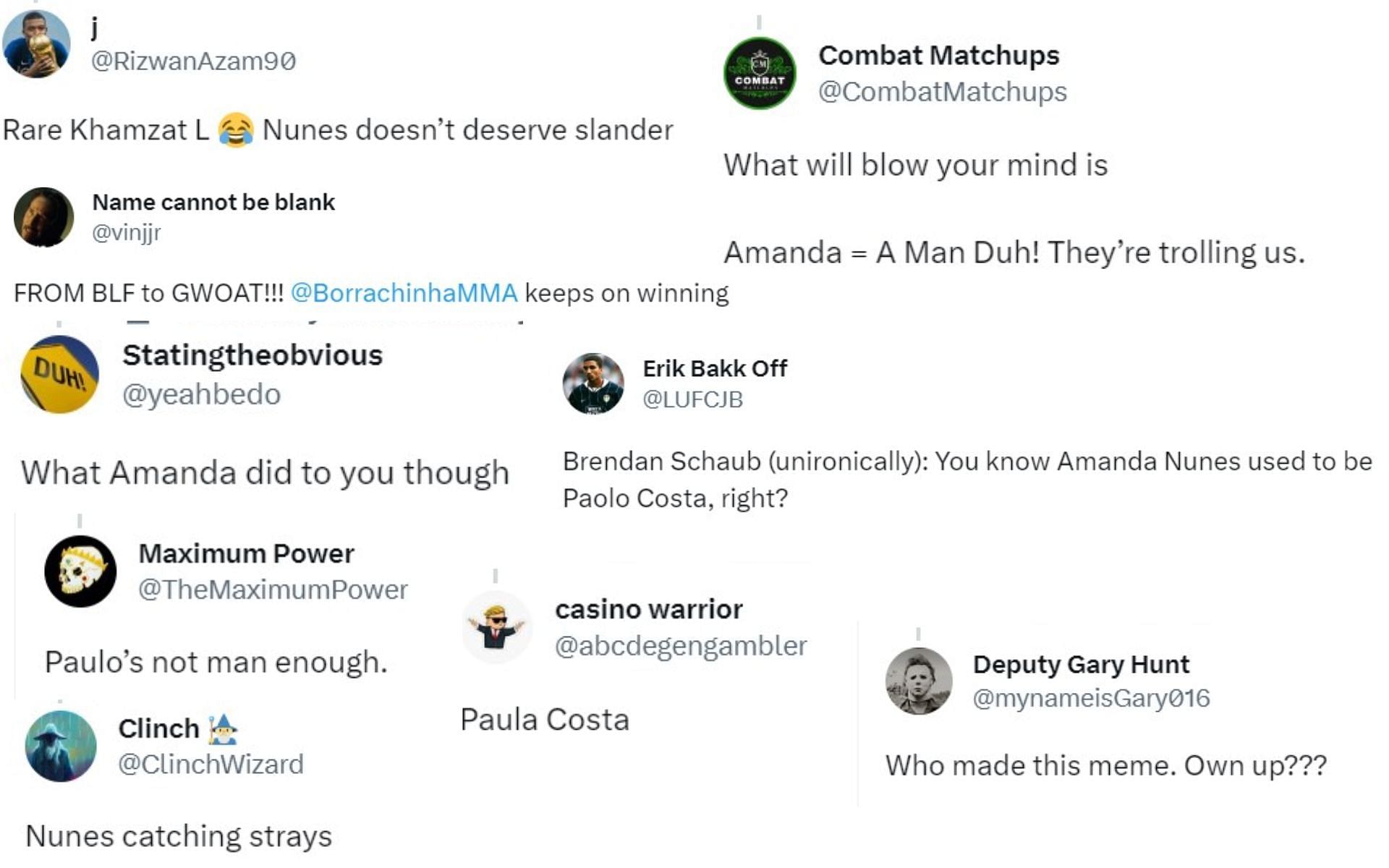 Screenshot of fan reactions to Chimaev&#039;s tweet