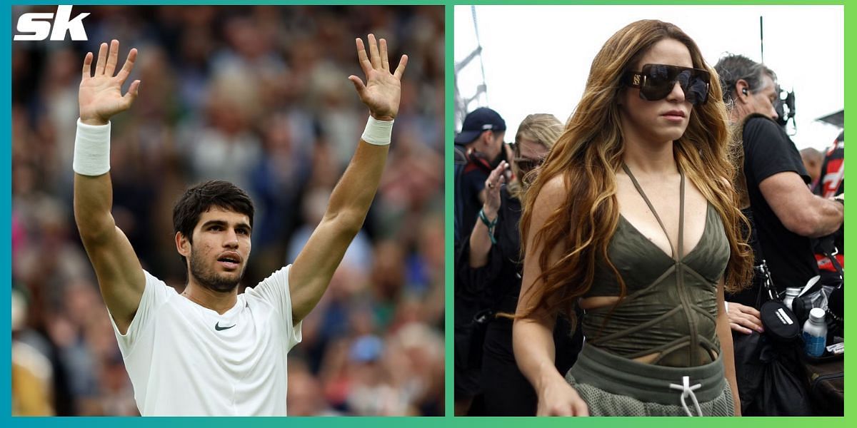 Carlos Alcaraz (L) and Shakira (R)