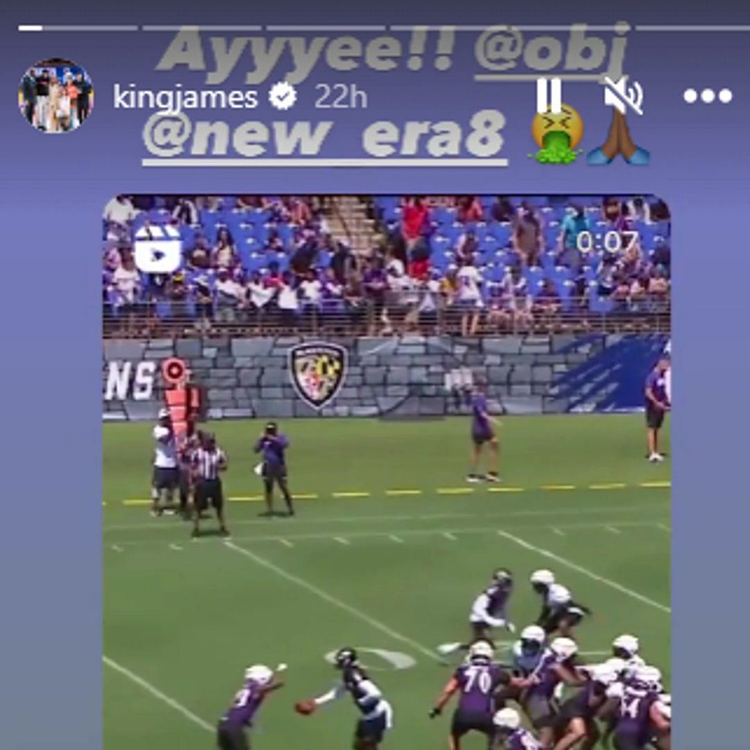 LeBron James&#039; comment on Instagram about Baltimore Ravens training camp.
