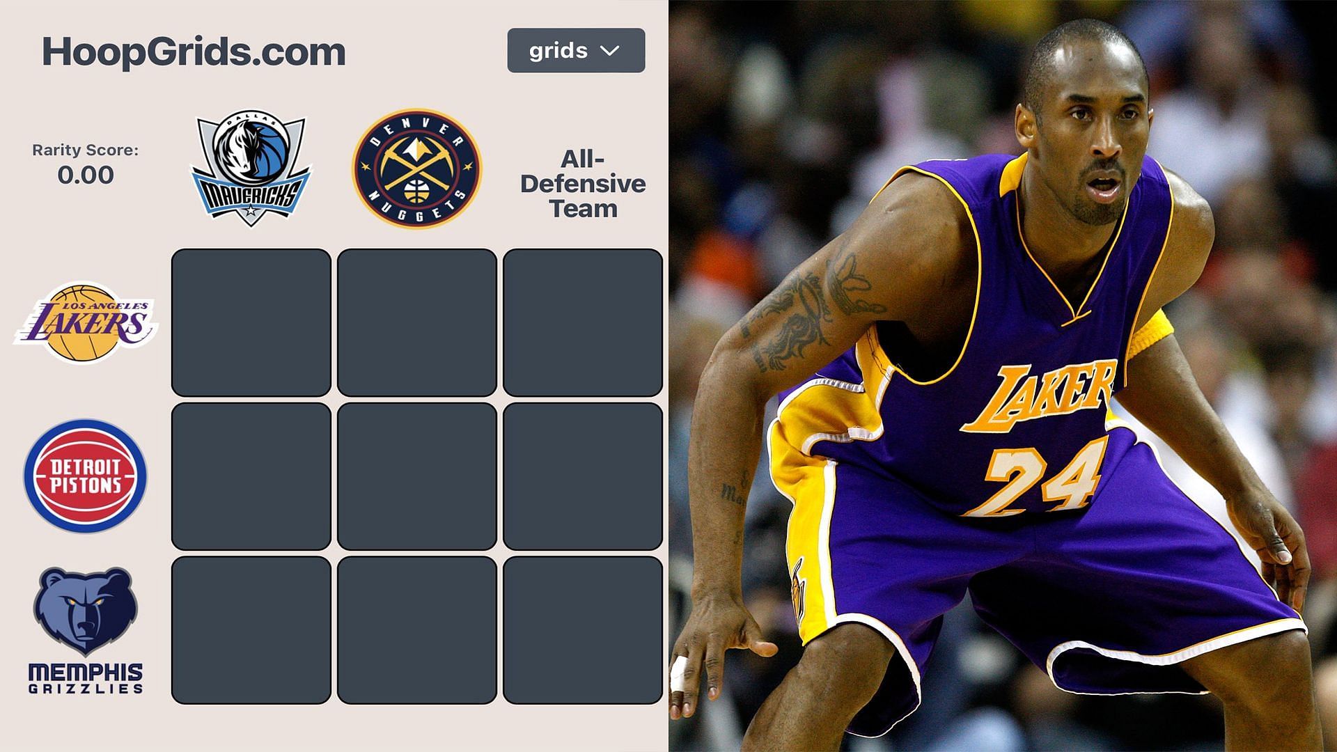 NBA Crossover Grid for July 17 featuring Kobe Bryant
