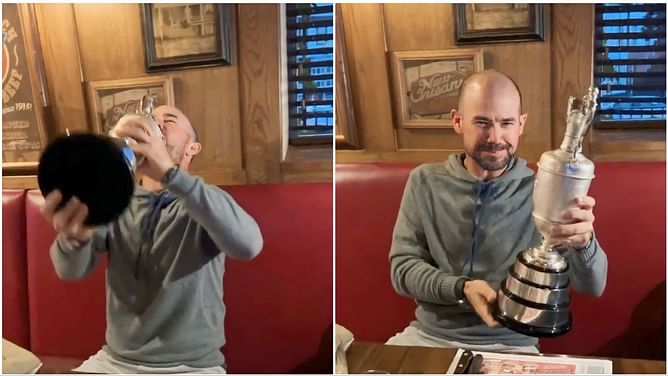 Watch: Brian Harman celebrates his Open Championship victory by drinking from the Claret Jug