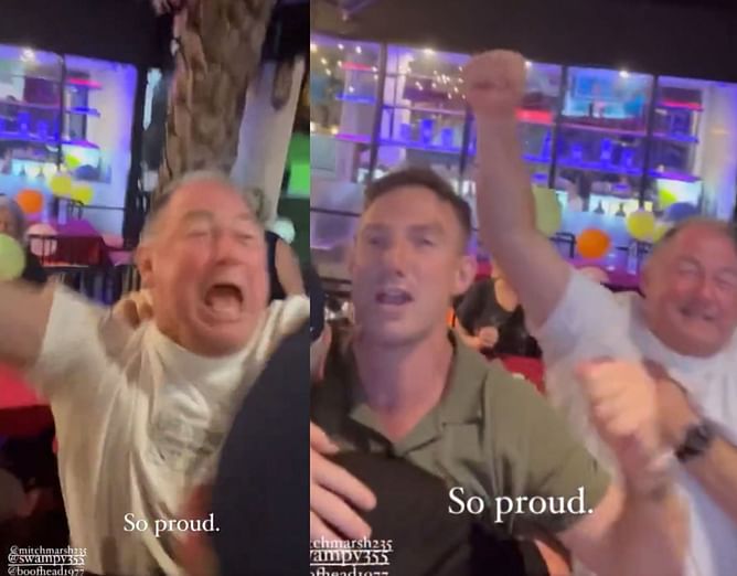[Watch] Mitchell Marsh's family celebrates jubilantly after his sensational century on day 1 of the 3rd Ashes Test