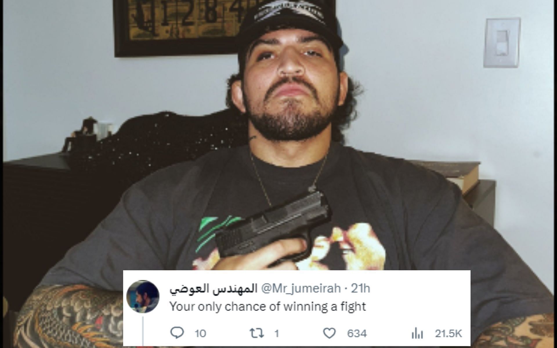 Dillon Danis, fan reaction. [Image source Dillon Danis:@dillondanis, fan reaction screengrab @Mr_Jumeirah