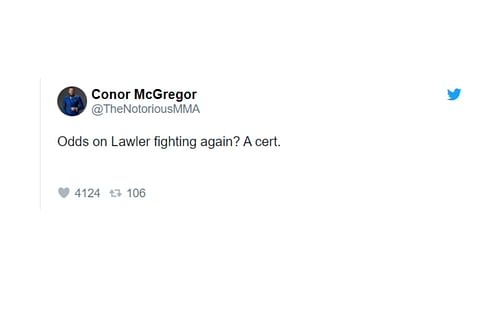 Conor McGregor reacts to Lawler's retirement announcement 