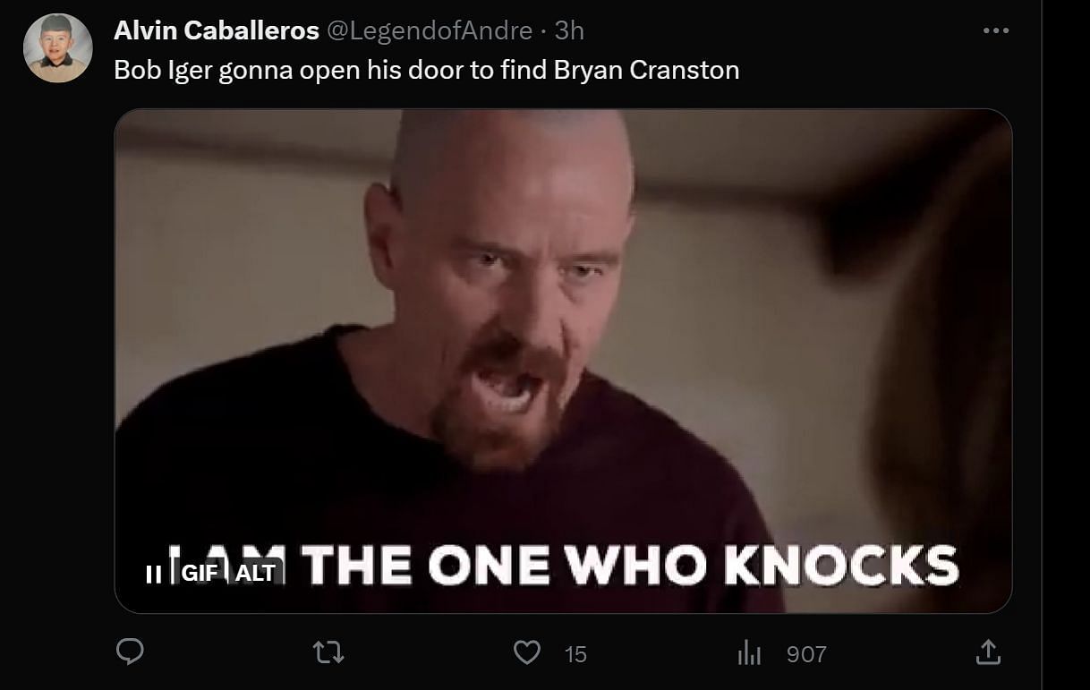 A tweet reply to DF&#039;s post about Cranston&#039;s speech (Image via Twitter)
