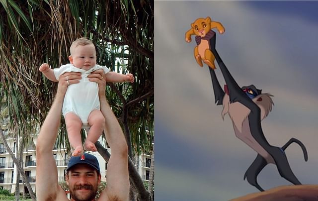 Stuart Skinner recreates iconic Lion King scene with son Beau