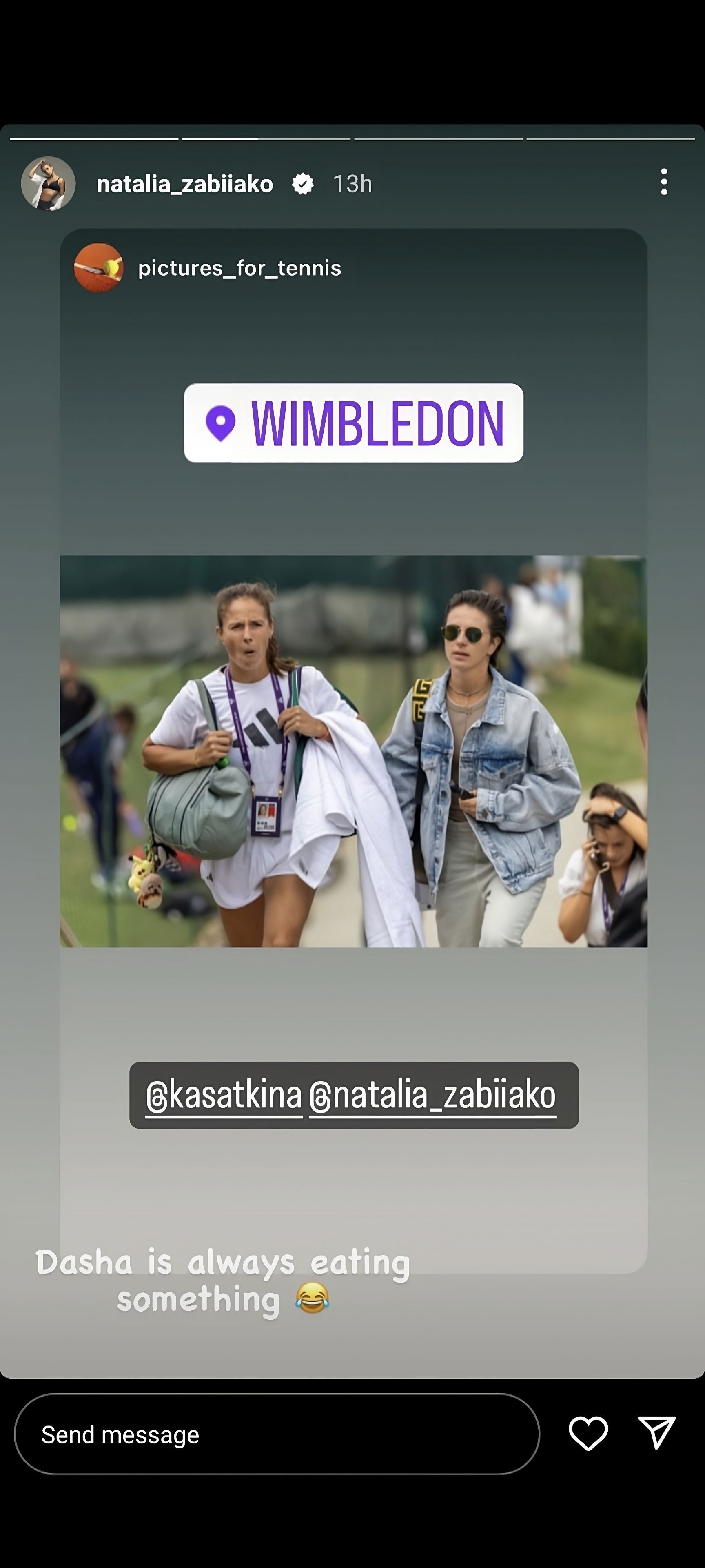 Daria Kasatkina&#039;s girlfriend Natalia Zabiiako on Instagram