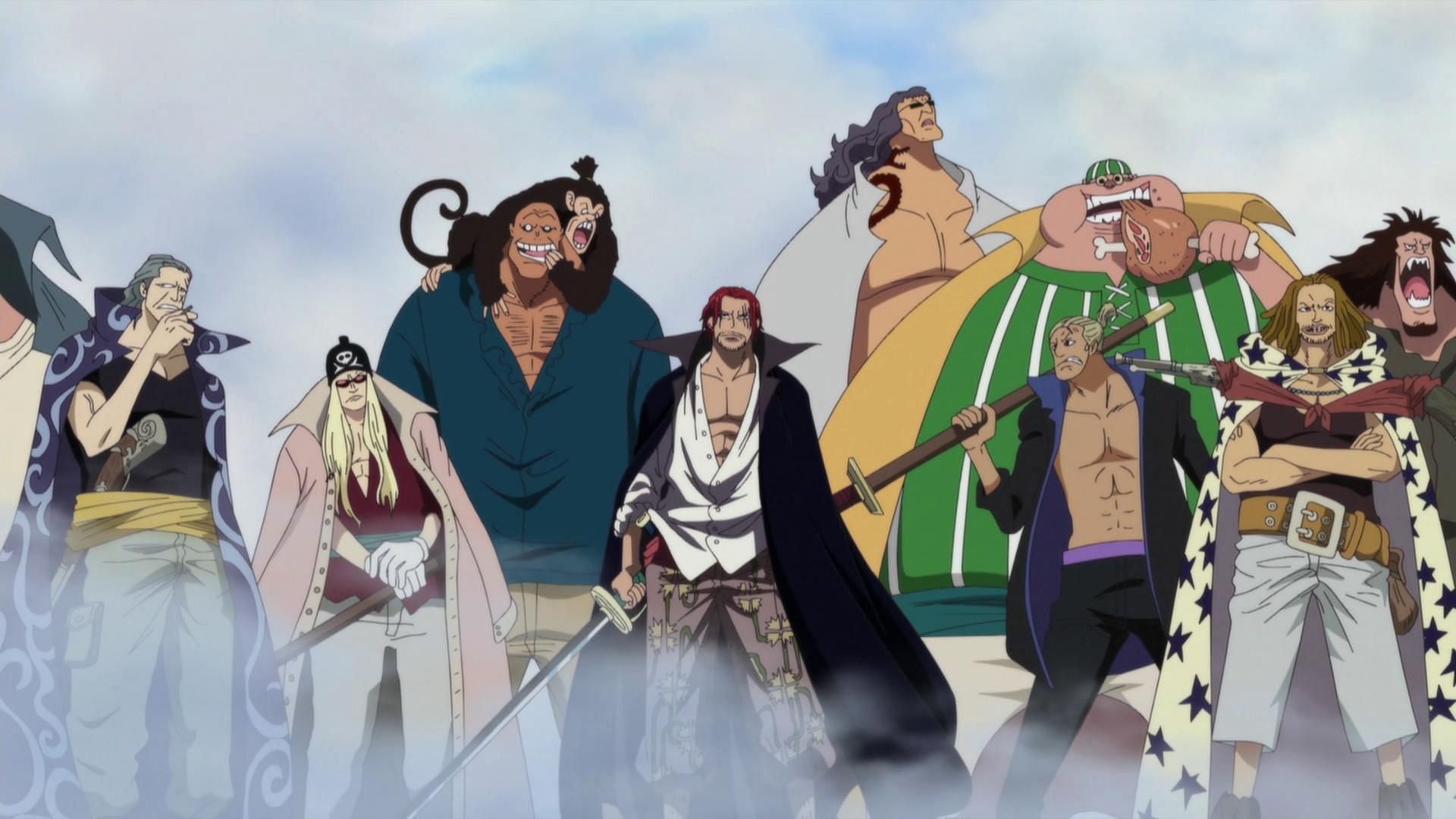 Shanks and his men arriving in Marineford (Image via Toei Animation, One Piece)