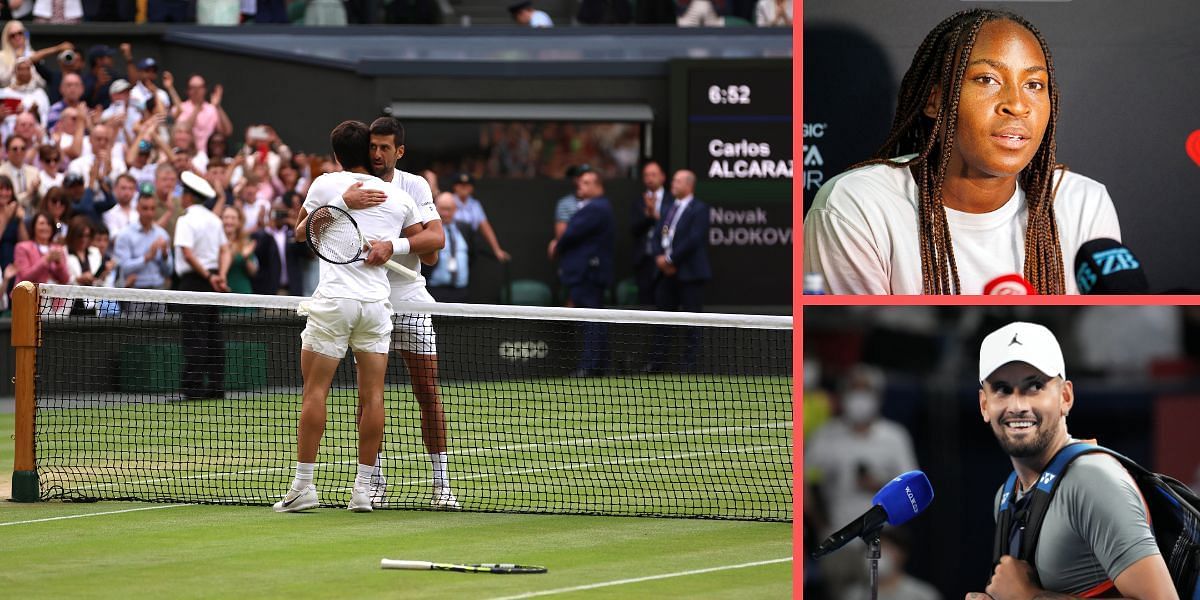 Tennis players congratulate Carlos Alcaraz and Novak Djokovic
