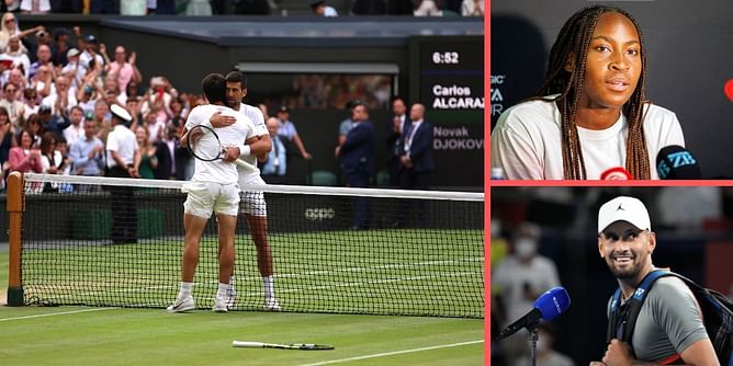 "These guys keep raising the level" - Nick Kyrgios, Coco Gauff & tennis world congratulate Carlos Alcaraz & Novak Djokovic on Wimbledon final battle