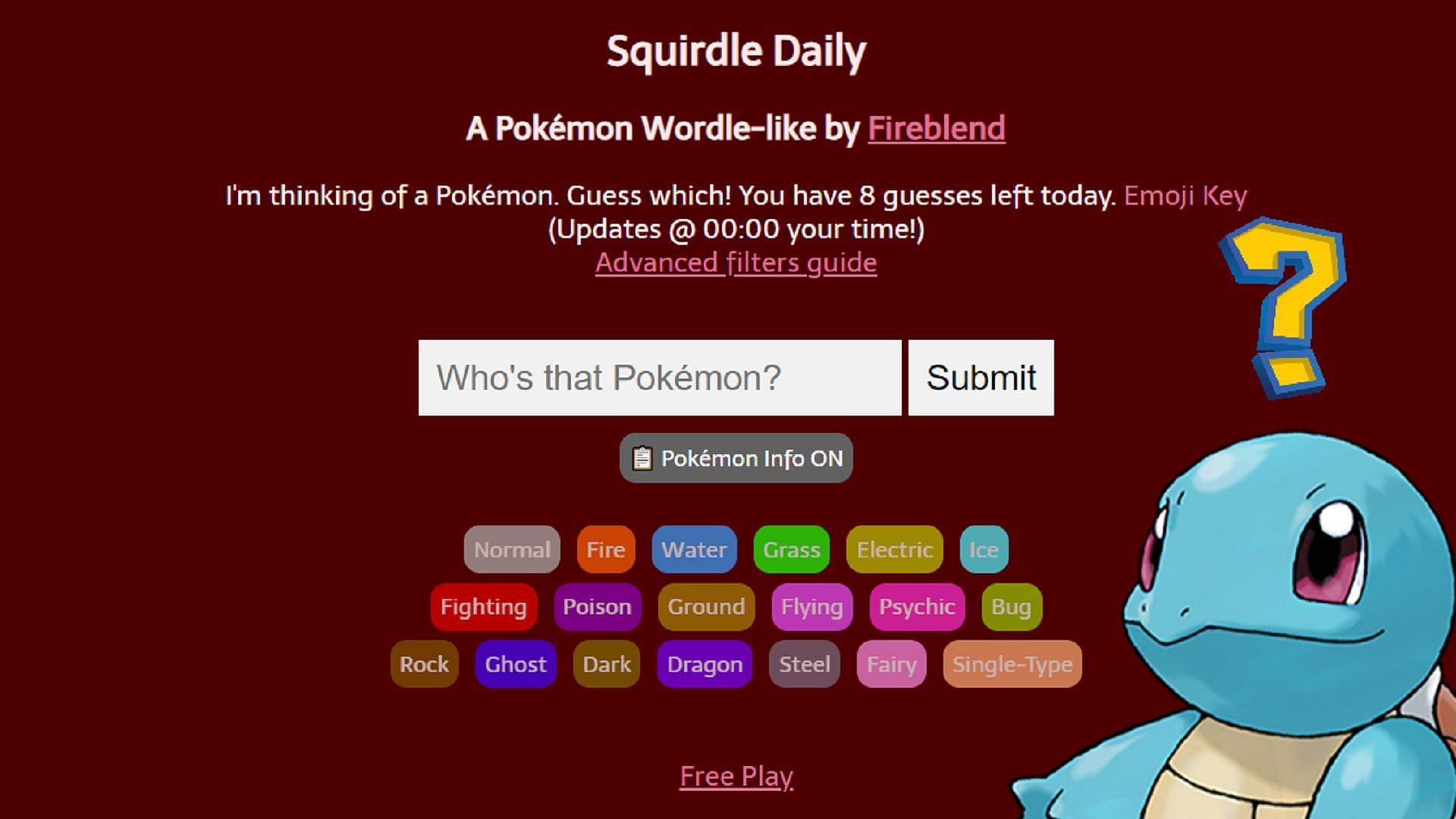 Pokémon meets Wordle with 'Squirdle' where you have guess the monster