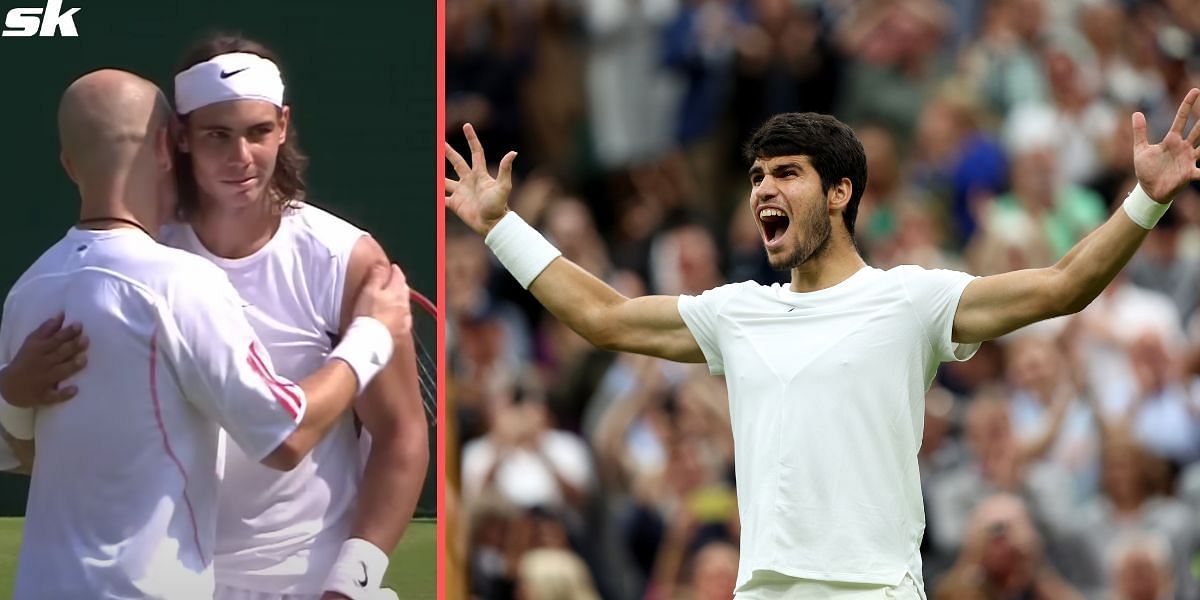 Carlos Alcaraz (right) is into the Wimbledon final.