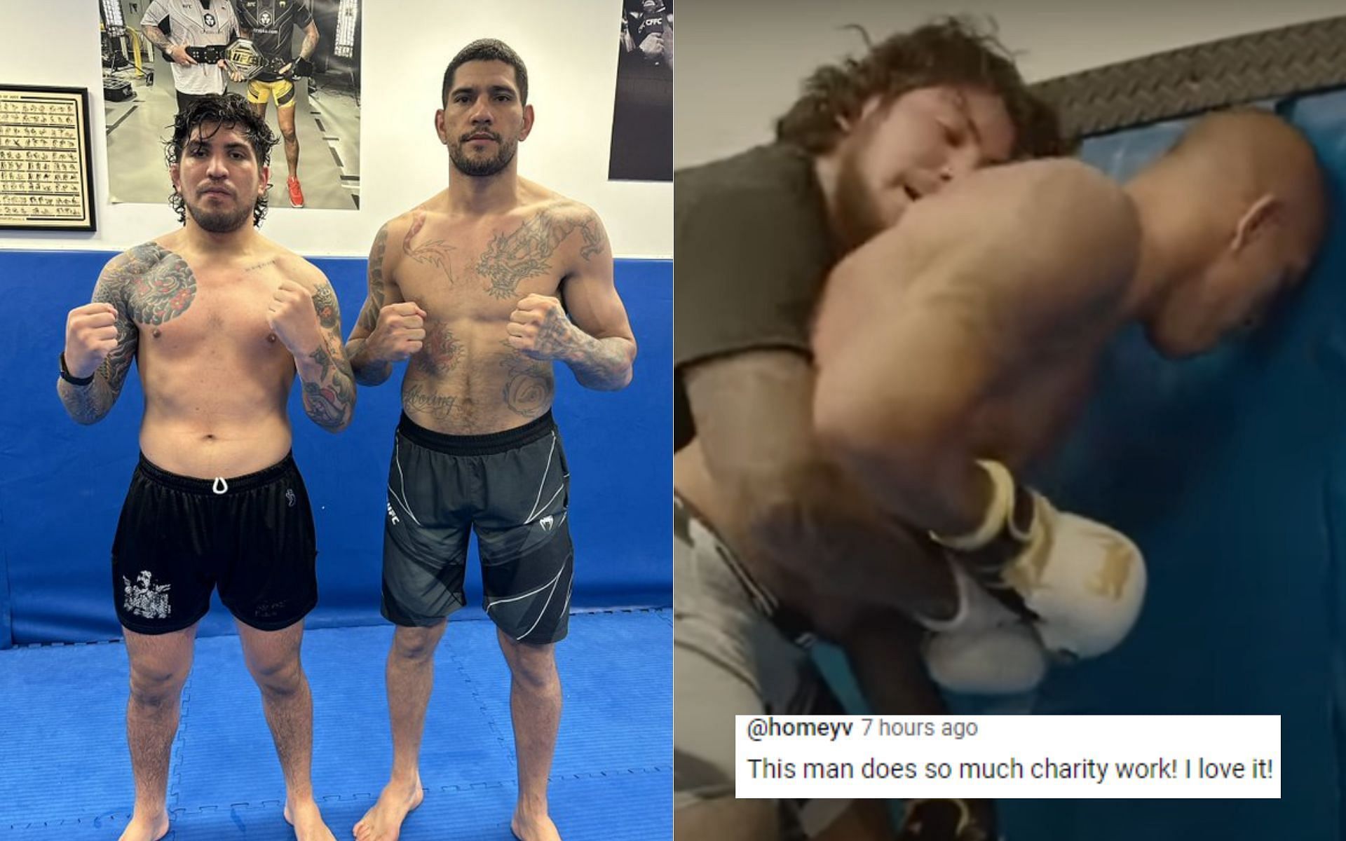 Dillon Danis has made an appearance training with Alex Pereira [Image Credit: @dillondanis on Twitter and @Poatan.AlexPereira on YouTube]
