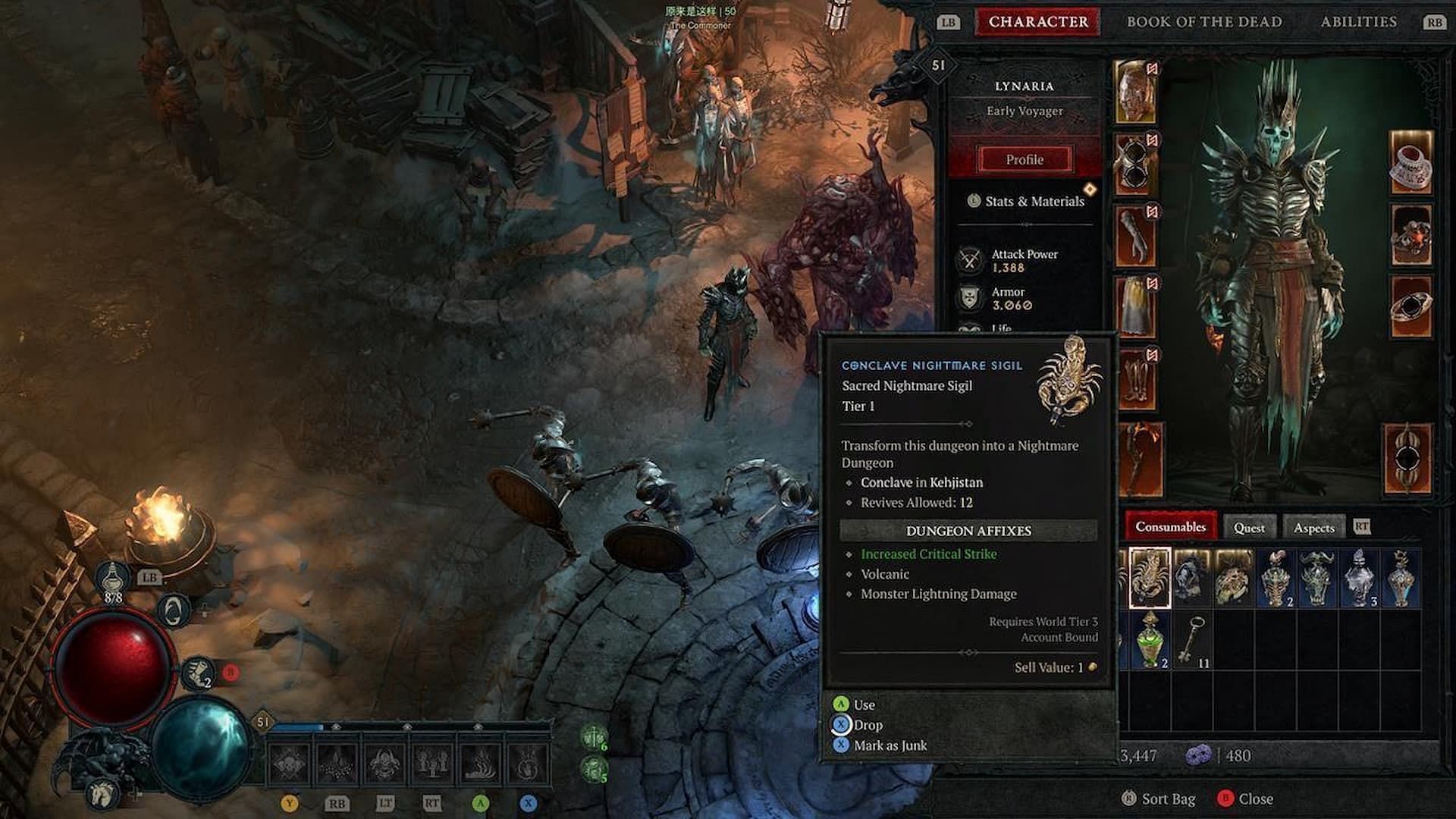 Obtain Uber Uniques through Nightmare Dungeons in Diablo 4 (Image via Blizzard Entertainment)